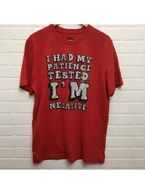 RED graphic t-shirt 𝅺funny tee red tee text graphic humor Action Apparel large